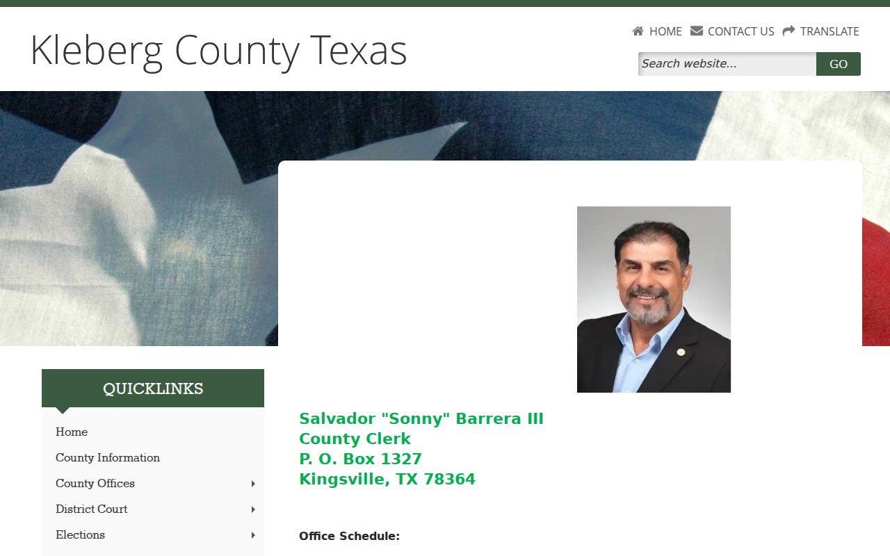 Kleberg County court record search on the County Clerk page